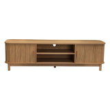 160cm Ribbed Natural Entertainment Unit - Front View