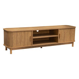 160cm Ribbed Natural Entertainment Unit - Side View