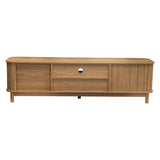 160cm Ribbed Natural Entertainment Unit - 45-Degree Angle