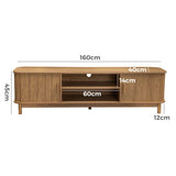 160cm Ribbed Natural Entertainment Unit - Low Angle