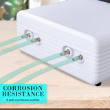 Aquarium Air Pump Oxygen Hydroponic 4 Outlet 670L/H 8W WHITE - Top-Down View