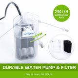 Aquarium Starfire Glass Fish Tank Set Filter Pump 16L - Low Angle