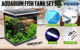 Aquarium Curved Glass RGB LED Fish Tank Set Filter Pump 30L - Front View