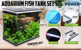 Aquarium Curved Glass RGB LED Fish Tank Set Filter Pump 52L - Front View