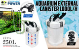 High-Performance 1000L/H External Canister Filter for Aquariums - Front View
