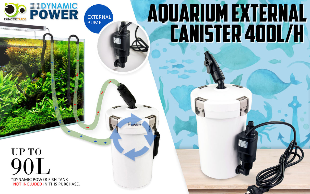 Dynamic Power 400L/H External Aquarium Canister Filter