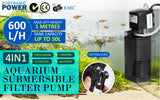 Aquarium Submersible Filter Pond Pump 600L/H 8W 1m - Front View