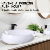 Muriel 40 x 30 x 13cm White Ceramic Bathroom Basin Vanity Sink Oval Above Counter Top Mount Bowl - Extra Image