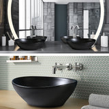 Muriel 41 x 34 x 14.5cm Black Ceramic Bathroom Basin Vanity Sink Oval Above Counter Top Mount Bowl - Side View