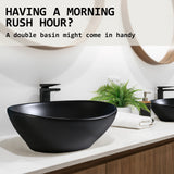 Muriel 41 x 34 x 14.5cm Black Ceramic Bathroom Basin Vanity Sink Oval Above Counter Top Mount Bowl - Extra Image