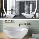 Muriel 41 x 34 x 14.5cm White Ceramic Bathroom Basin Vanity Sink Oval Above Counter Top Mount Bowl - Side View