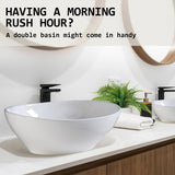Muriel 41 x 34 x 14.5cm White Ceramic Bathroom Basin Vanity Sink Oval Above Counter Top Mount Bowl - Extra Image