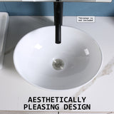 Muriel 41 x 34 x 14.5cm White Ceramic Bathroom Basin Vanity Sink Oval Above Counter Top Mount Bowl - Extra Image