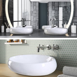 Muriel 59 x 40 x 14.5cm White Ceramic Bathroom Basin Vanity Sink Oval Above Counter Top Mount Bowl - Side View