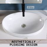 Muriel 59 x 40 x 14.5cm White Ceramic Bathroom Basin Vanity Sink Oval Above Counter Top Mount Bowl - Extra Image