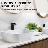 Muriel 46 x 32.5 x 12.5cm White Ceramic Bathroom Basin Vanity Sink Above Counter Top Mount Bowl - Extra Image