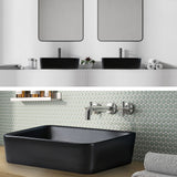 Muriel 48 x 37.5 x 13cm Black Ceramic Bathroom Basin Vanity Sink Above Counter Top Mount Bowl - Side View