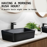 Muriel 48 x 37.5 x 13cm Black Ceramic Bathroom Basin Vanity Sink Above Counter Top Mount Bowl - Extra Image