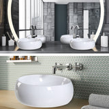 Muriel 40 x 40 x 15.5cm White Ceramic Bathroom Basin Vanity Sink Round Above Counter Top Mount Bowl - Side View