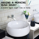 Muriel 40 x 40 x 15.5cm White Ceramic Bathroom Basin Vanity Sink Round Above Counter Top Mount Bowl - Extra Image