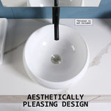 Muriel 40 x 40 x 15.5cm White Ceramic Bathroom Basin Vanity Sink Round Above Counter Top Mount Bowl - Extra Image