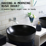 Muriel 42 x 42 x 13.5cm Black Ceramic Bathroom Basin Vanity Sink Round Above Counter Top Mount Bowl - Extra Image