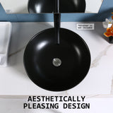 Muriel 42 x 42 x 13.5cm Black Ceramic Bathroom Basin Vanity Sink Round Above Counter Top Mount Bowl - Extra Image