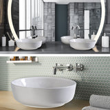 Muriel 42 x 42 x 13.5cm White Ceramic Bathroom Basin Vanity Sink Round Above Counter Top Mount Bowl - Side View
