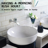 Muriel 42 x 42 x 13.5cm White Ceramic Bathroom Basin Vanity Sink Round Above Counter Top Mount Bowl - Extra Image