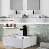 Muriel 42 x 42 x 15cm White Ceramic Bathroom Basin Vanity Sink Square Above Counter Top Mount Bowl - Side View