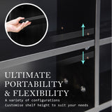 Adjustable Shelves CD DVD Bluray Media Book Storage Cupboard BLACK - 45-Degree Angle