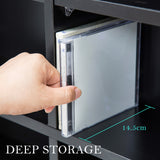 Adjustable Shelves CD DVD Bluray Media Book Storage Cupboard BLACK - Low Angle