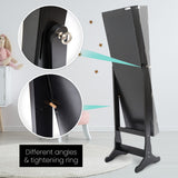 Mirror Jewellery Cabinet Organiser 2 Drawers LOWE 146cm BLACK - 45-Degree Angle