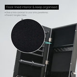 Mirror Jewellery Cabinet Organiser 2 Drawers LOWE 146cm BLACK - Close-Up Angle