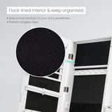 Mirror Jewellery Cabinet Organiser 2 Drawers LOWE 146cm WHITE - Close-Up Angle