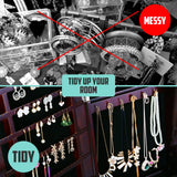 Mirror Jewellery Cabinet Organiser LED 146cm BLACK - Top-Down View