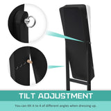 Mirror Jewellery Cabinet Organiser LED 146cm BLACK - Rear View