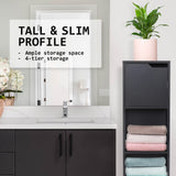 La Bella 119cm Black Bathroom Storage Cabinet Tall Slim - Side View