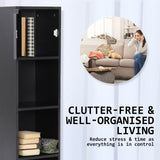 La Bella 119cm Black Bathroom Storage Cabinet Tall Slim - Close-Up Angle