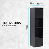 La Bella 119cm Black Bathroom Storage Cabinet Tall Slim - Extra Image