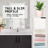 La Bella 119cm White Bathroom Storage Cabinet Tall Slim - Side View