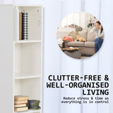 La Bella 119cm White Bathroom Storage Cabinet Tall Slim - Close-Up Angle