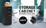 La Bella 88cm Black Bathroom Storage Cabinet Drawer Tall Slim - Front View