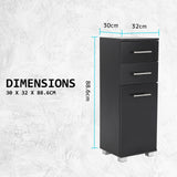 La Bella 88cm Black Bathroom Storage Cabinet Drawer Tall Slim - Extra Image
