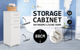 La Bella 88cm White Bathroom Storage Cabinet Drawer Tall Slim - Front View