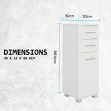 La Bella 88cm White Bathroom Storage Cabinet Drawer Tall Slim - Extra Image