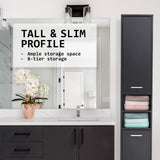 La Bella 185cm Black Bathroom Storage Cabinet Tall Slim - Side View