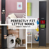 La Bella 185cm Black Bathroom Storage Cabinet Tall Slim - Top-Down View