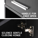 La Bella 185cm Black Bathroom Storage Cabinet Tall Slim - Low Angle