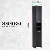 La Bella 185cm Black Bathroom Storage Cabinet Tall Slim - Extra Image